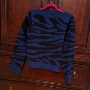 LOFT Blue and Black Patterned Sweater